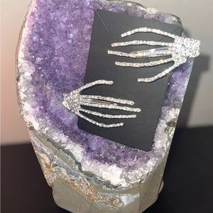 Gorgeous Spooky Girl Rhinestone Skeleton Hands Hair Clips  (2pk)